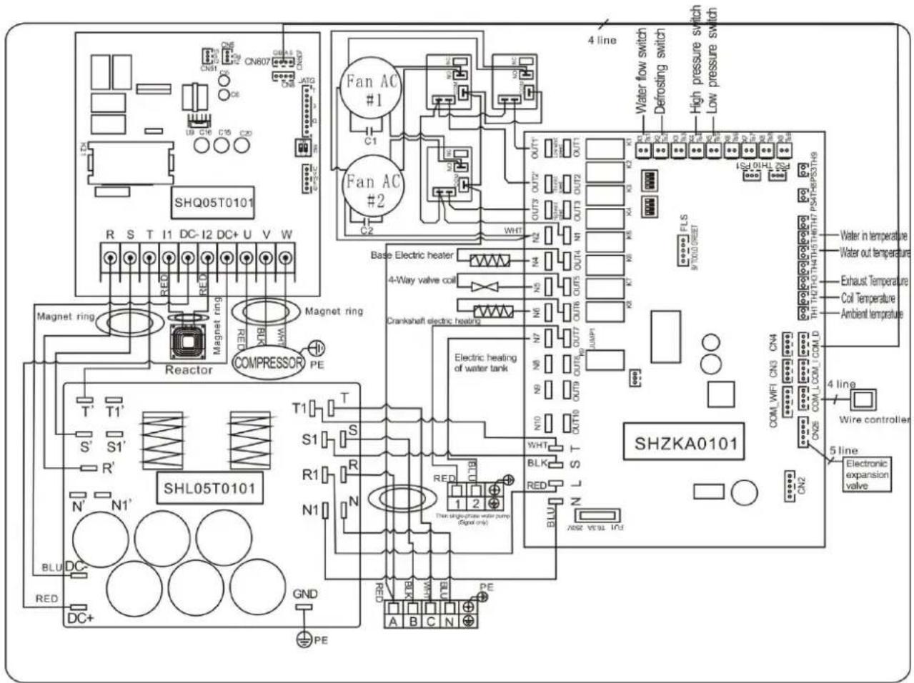 Hydro-Pro Inverter 21 - ZWEMBAD WARMTEPOMP BEDRADING SCHEMA - 1