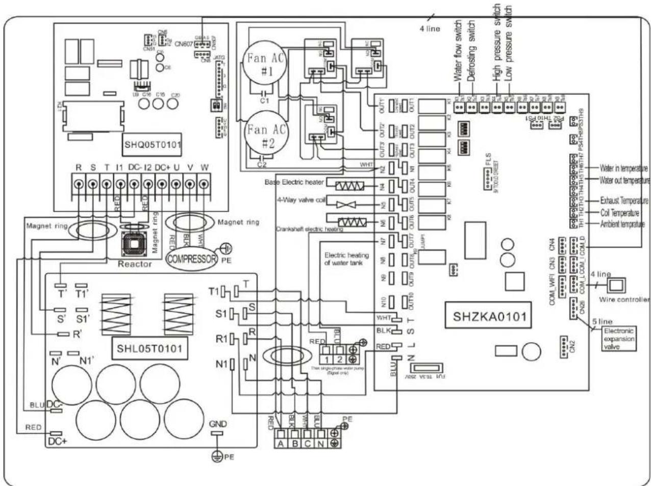 Hydro-Pro Inverter 17 - SCHEMAT OKABLOWANIA POMPY GRZEWCZEJ DO BASENOW KĄPIELOWYCH - 1