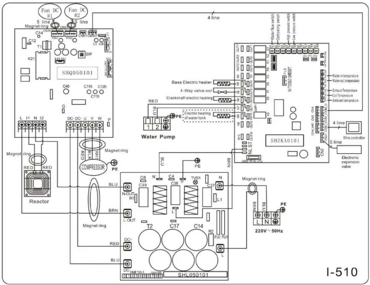 Hydro-Pro Inverter 17 - ZWEMBAD WARMTEPOMP BEDRADING SCHEMA - 1