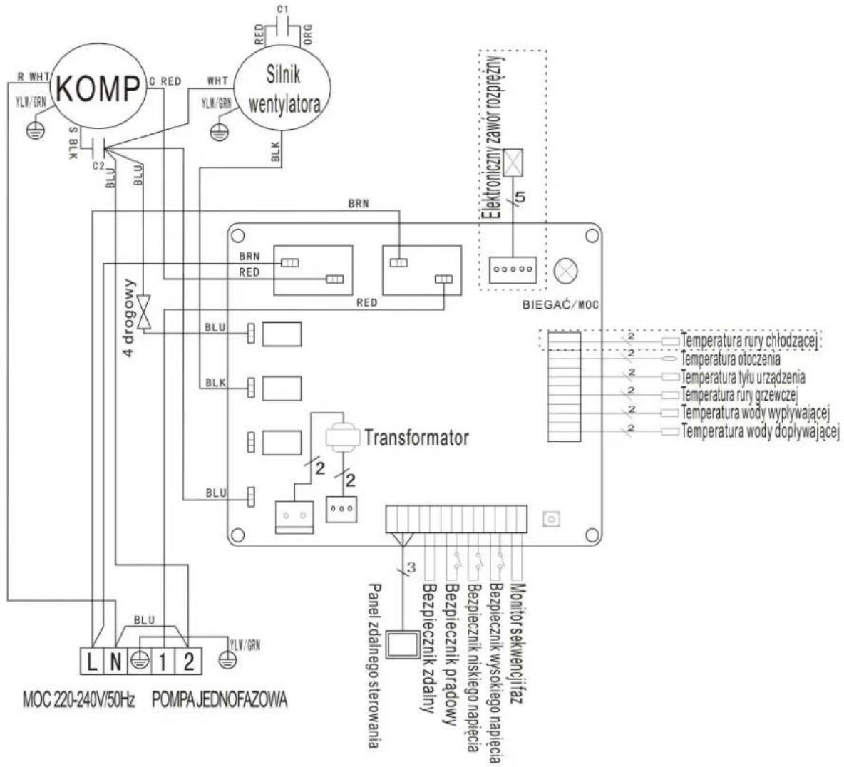 Hydro-Pro 22 - SCHEMAT OKABLOWANIA POMPY GRZEWCZEJ DO BASENOW KAPILOWYCH - 1