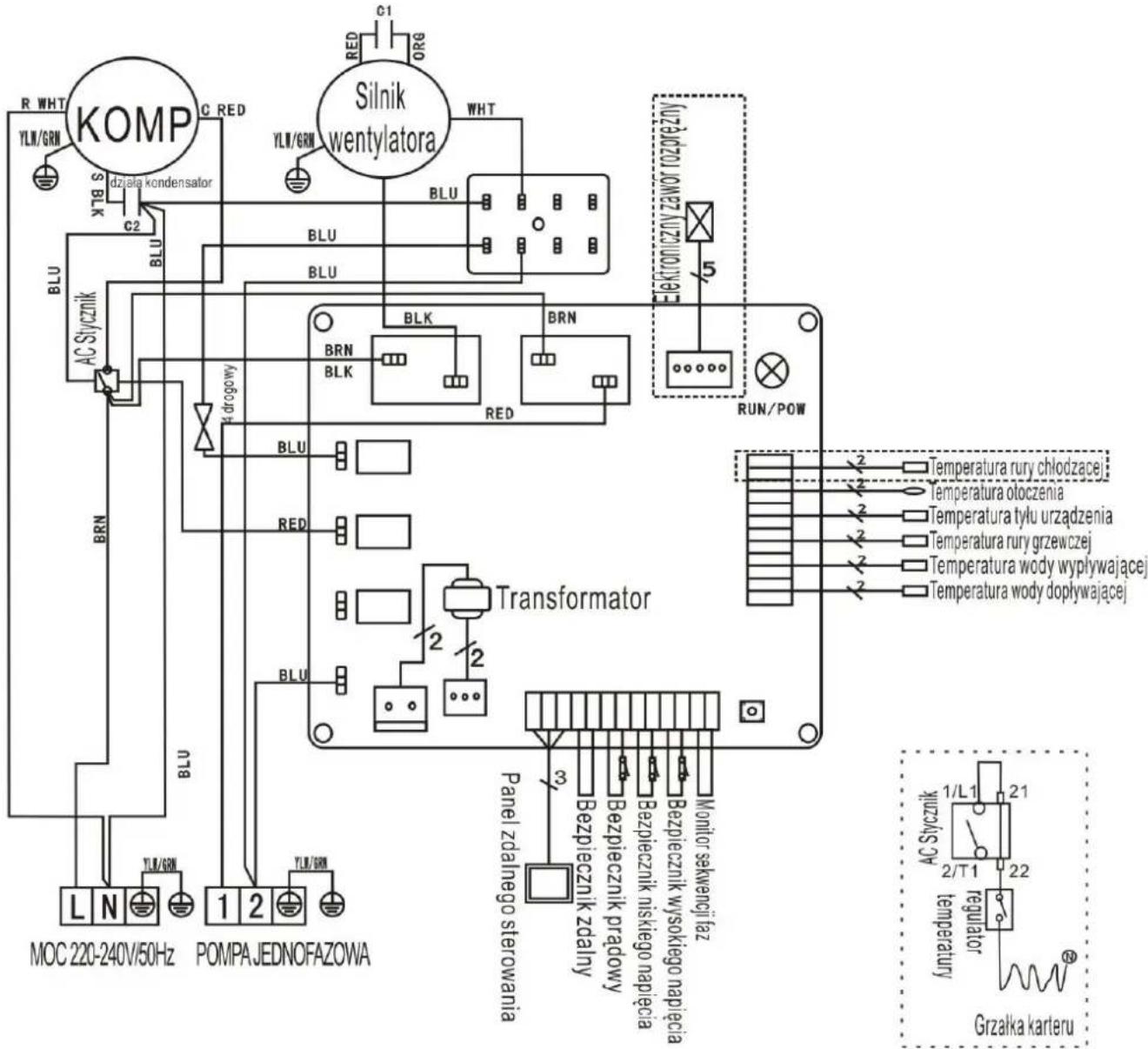 Hydro-Pro 22T - SCHEMAT OKABLOWANIA POMPY GRZEWCZEJ DO BASENOW KAPIELOWYCH - 1