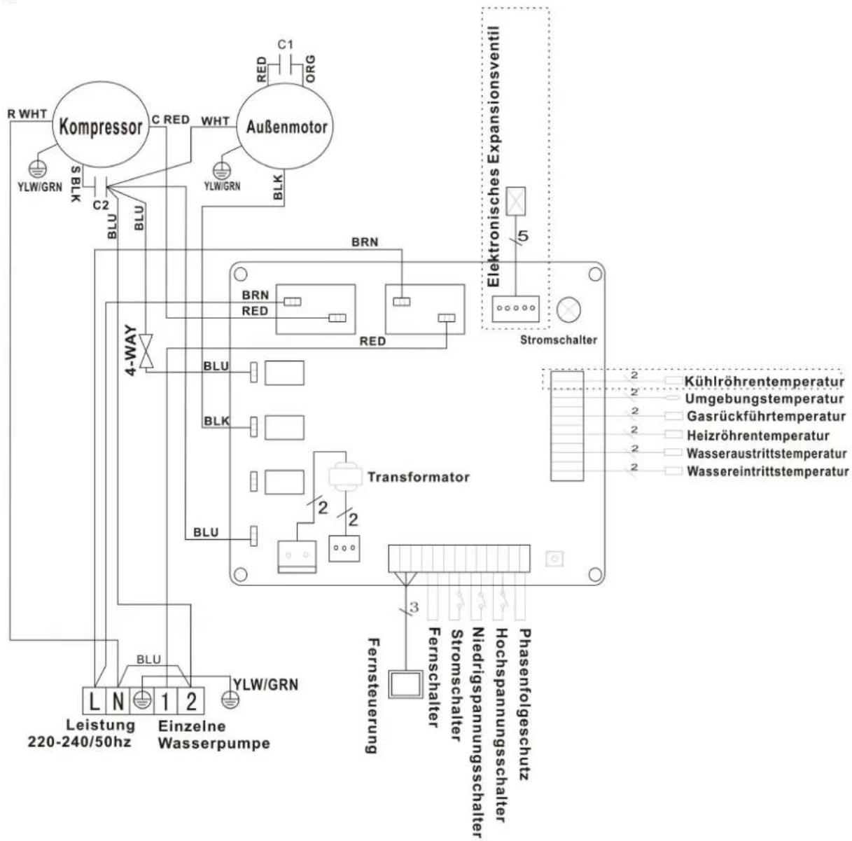 Hydro-Pro 22T - VERKABELUNGSDIAGRAMM DER SCHWIMMBECKEN-WÄRMEPUMPE - 1