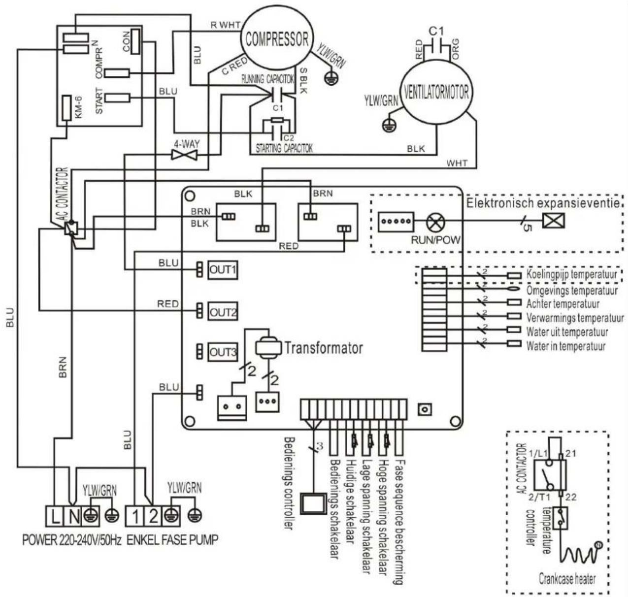 Hydro-Pro 18 - ZWEMBAD WARMTEPOMP BEDRADING SCHEMA - 1