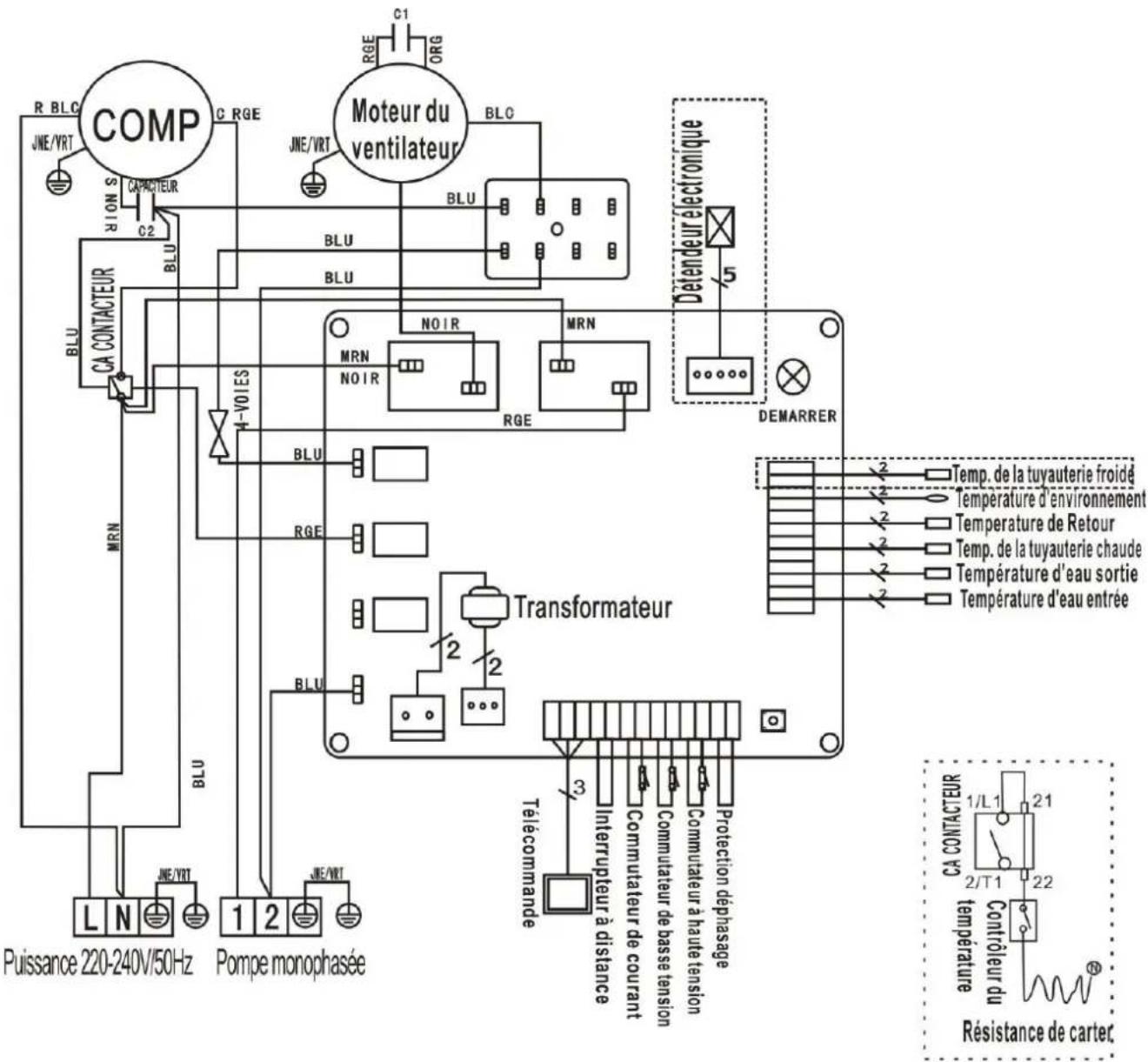 Hydro-Pro 18 - SCHEMA DE CABLAGE DE LA POMPE A CHALEUR DE PISCINE - 1