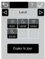 Lundi 8:00 10:00 16:00 22:00 Copier le jour