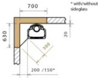 DOVRE Sense 103 - Sense - Minimum distances in millimetres for version with heat shiel - 5