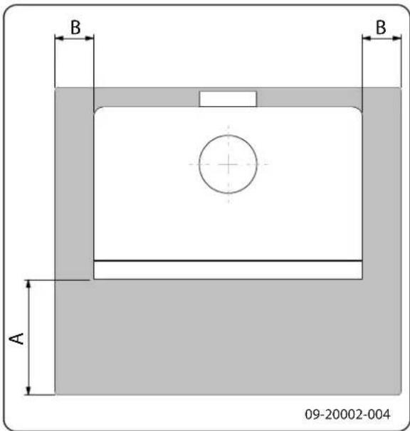 DOVRE 340CB - 300CB - Dimensions of fireproof floor plate - 1
