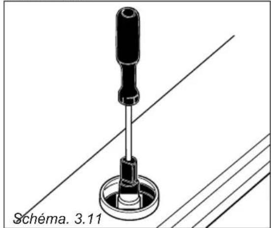 HIGH ONE MPG 73 A - La vis de réglage se trouve à l'intérieur de l'axe du robinet ou sur la surface supérieure du robinet, pres de l'axe (schéma 3.11): - 1