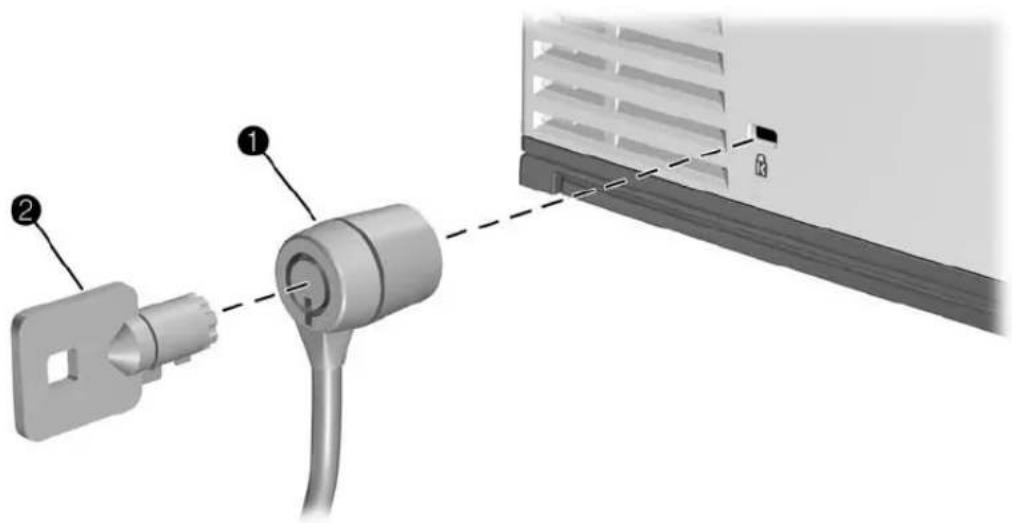 HP MP3130 - Sécurisation du projecteur au moyen d'un cable antivol - 1