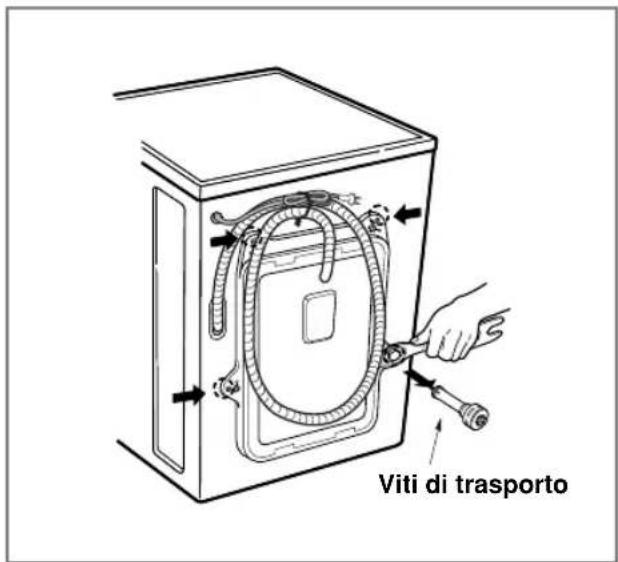 LG F14A8QDA - Rimozione delle viti di trasporto - 1