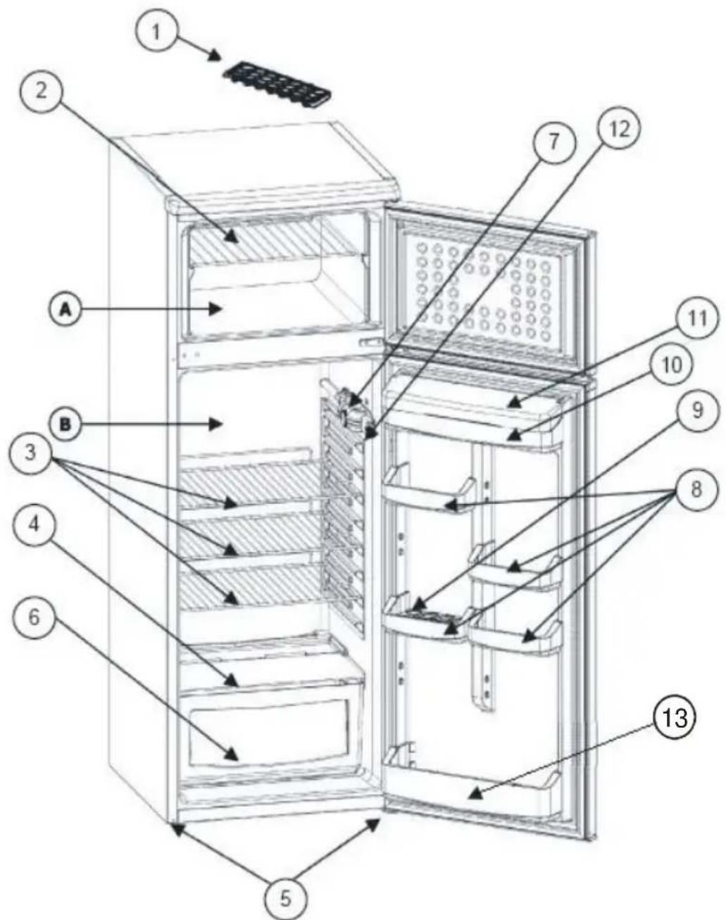 MANHATTAN MRDP235A - LISTE DES ACCESSOIRES ET DES COMPARTIMENTS DU REFRIGERATEUR - 1