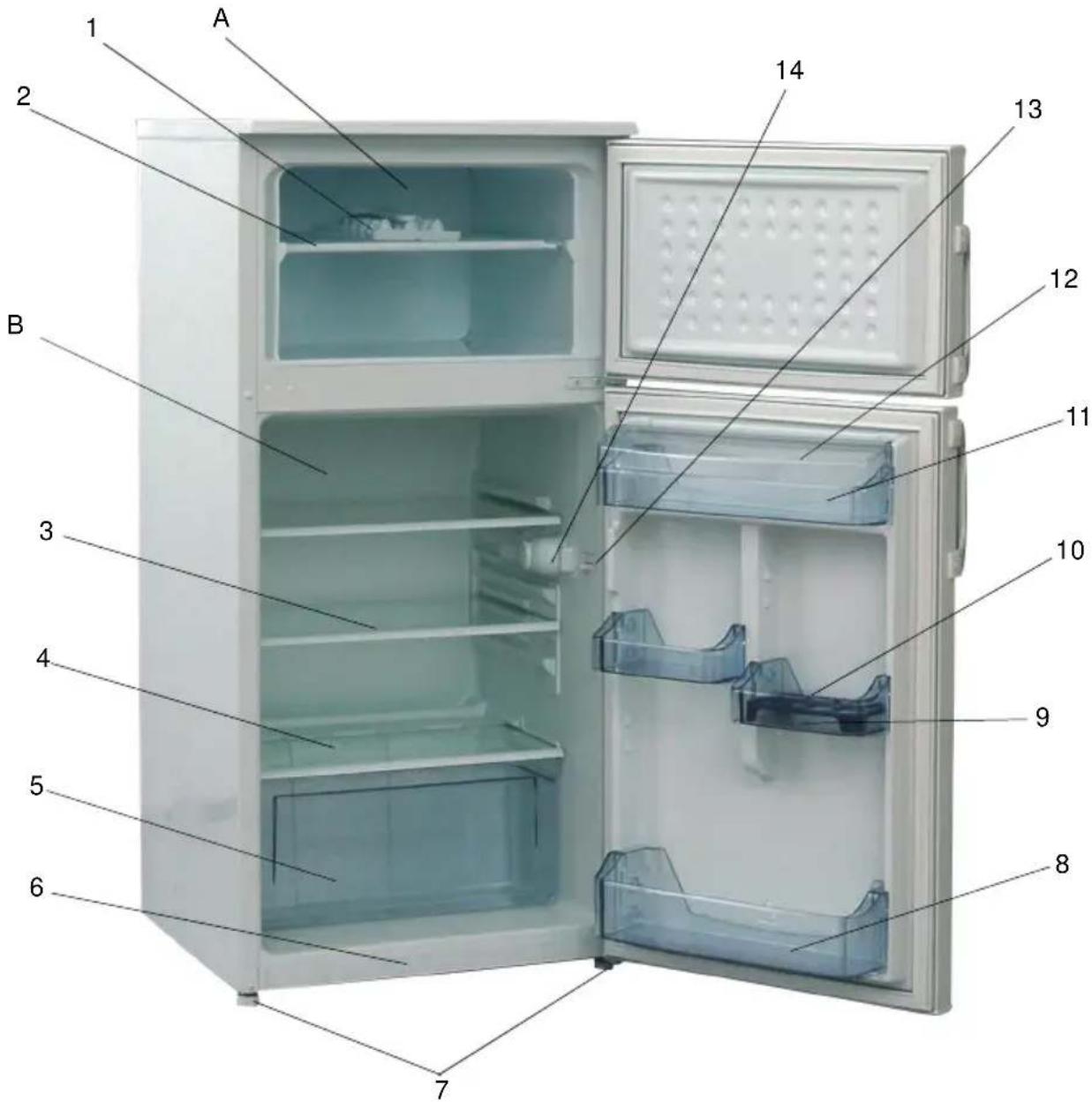 HIGH ONE HIG 2P180A+ BVT - LISTE DES ACCESSOIRES ET DES COMPARTIMENTS DU REFRIGERATEUR - 1