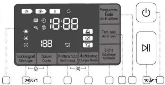 SAMSUNG DV90F5E6HGW - PRÉSENTATION DU PANNEAU DE COMMANDES - 2