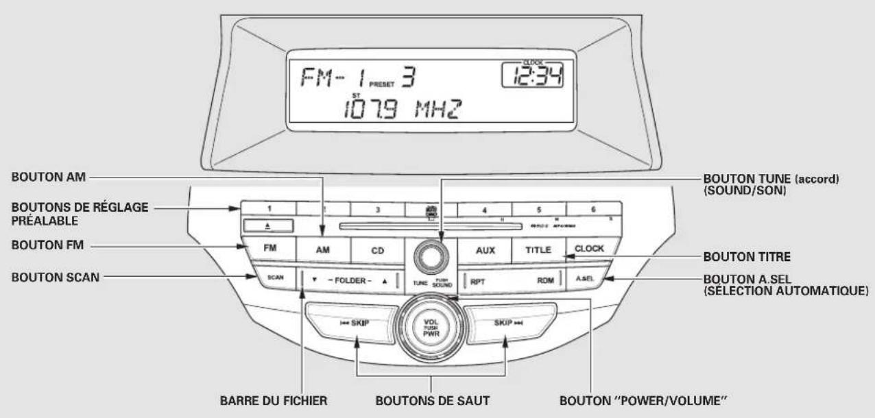 Honda Accord (2009) - Utilisation de la radio FM/AM (modèle LX) - 1
