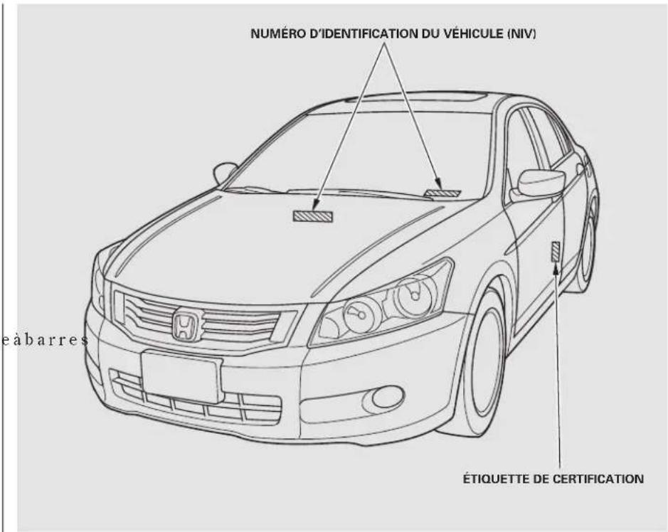 Honda Accord (2009) - Numéros d'identification - 1