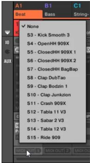NATIVE INSTRUMENTS Maschine Jam - Configurer les sorties MIDI des Sounds en Affichage Mix - 5