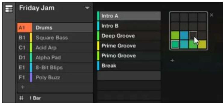 NATIVE INSTRUMENTS Maschine Jam - Vue d'ensemble de la gestion des Sections - 3