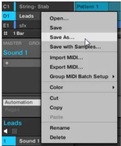 NATIVE INSTRUMENTS Maschine Jam - Sauvegarder un Group modifie en tant que nouveau Group - 1