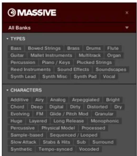 NATIVE INSTRUMENTS Maschine Jam - Sélectionner les attributs Type et Character - 1