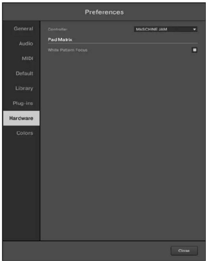 NATIVE INSTRUMENTS Maschine Jam - Preferences - page Hardware - 1