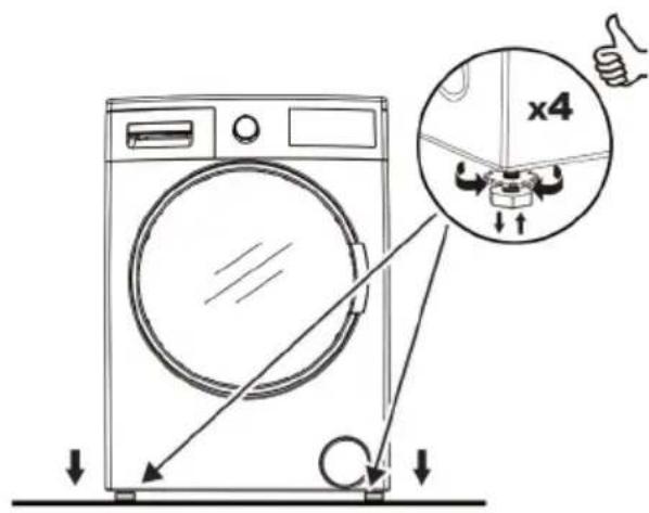 TELEFUNKEN TEL1496LSDD - Mise en place du lave linge et réglage des pieds - 1