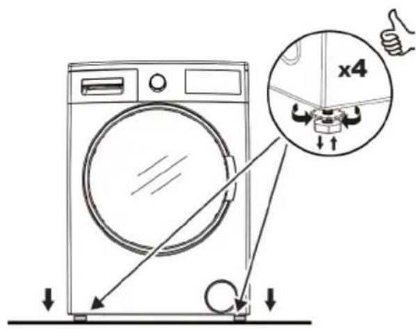 BELLAVITA LFS 1496 BNVT BE - Mise en place du lave linge et réglage des pieds - 1
