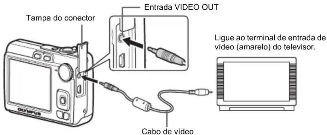 Tampa do conector Entrada VIDEO OUT Ligue ao terminal de entrada de vídeo (amarelo) do televisor. Cabo de vídeo