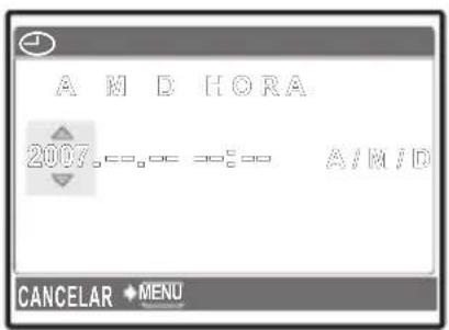 A M D HORA 2007.==,=== == A/M/D CANCELAR → MENU