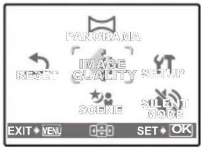 PANORAMA IMAGE QUALITY SETUP SCENE SILENT MODE EXIT MENU 0-0 SET OK