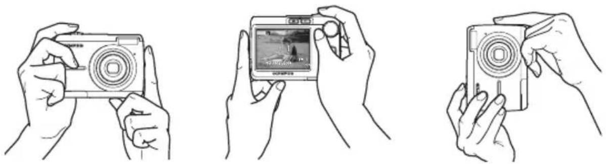 OLYMPUS X775 - a. Segurar a câmara. - 1