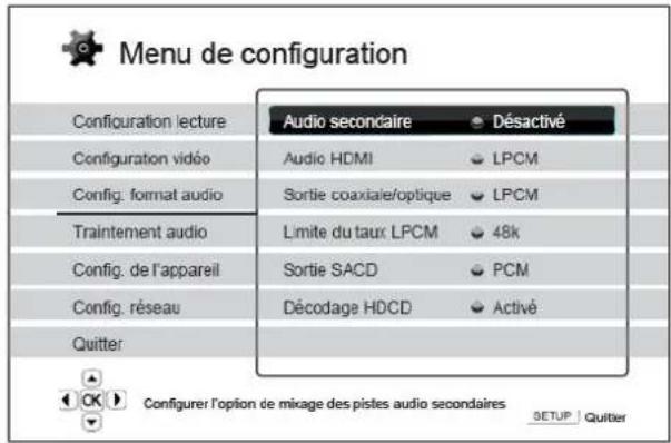 OPPO BDP103D - Configuration du format audio - 1