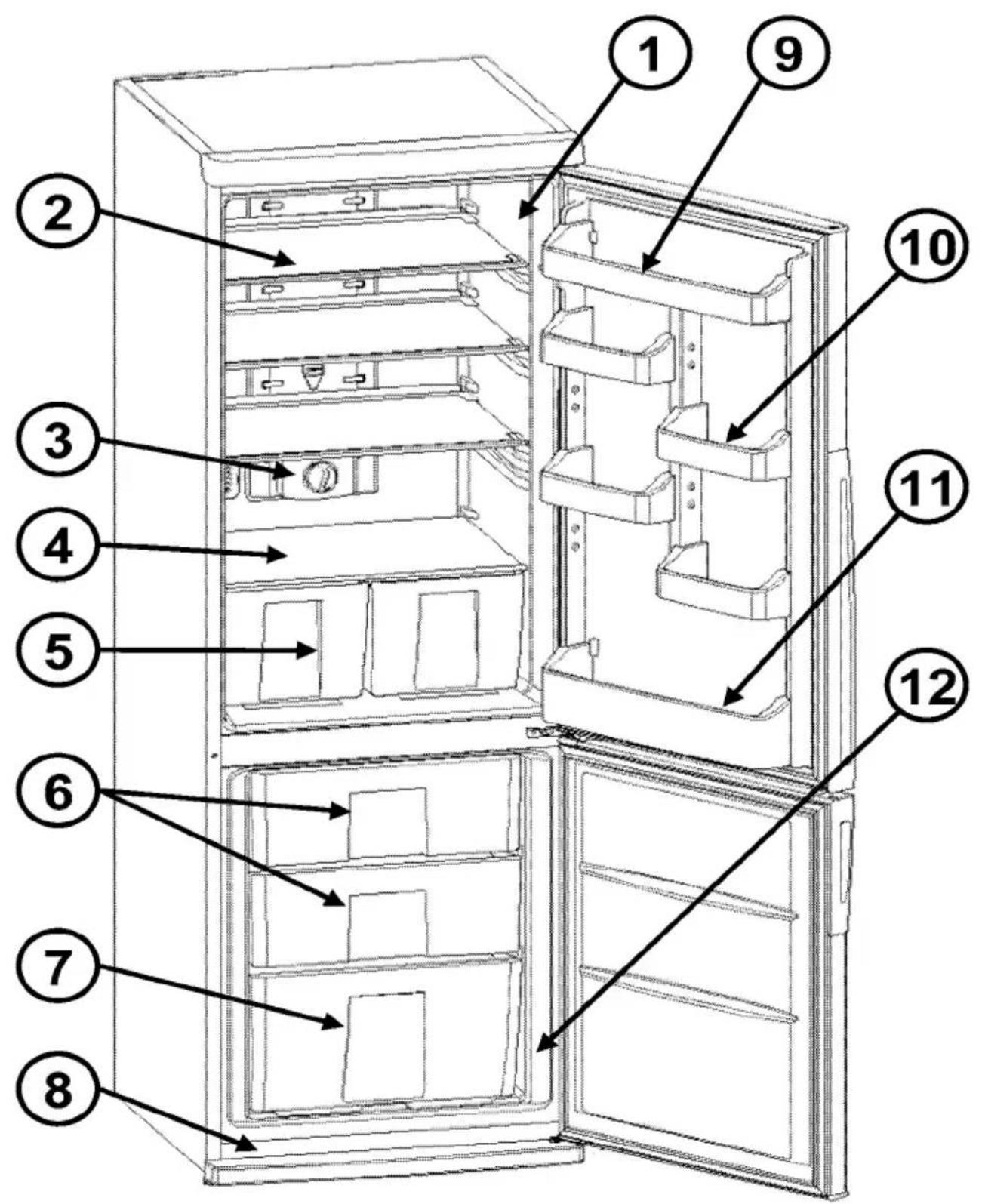 FUNIX CN366 - Pièces du réfrigérateur et compartments - 1
