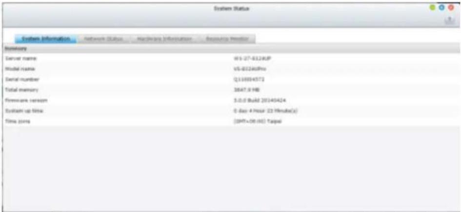 QNAP VS4108URP PRO+ - État du système - 1