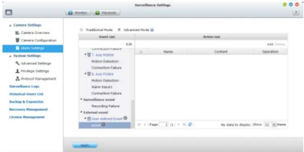 QNAP VS4108URP PRO+ - Événement externe (événements définis par l'utilisateur) - 1