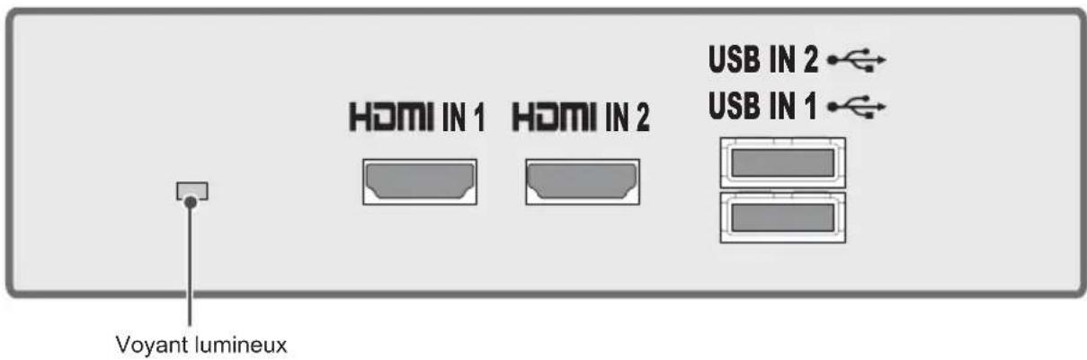 Voyant lumineux HDMI IN 1 HDMI IN 2 USB IN 2 USB IN 1