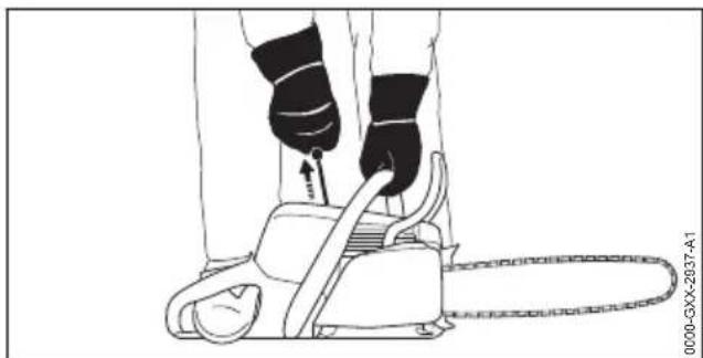 STIHL MS 171 - Préparatifs pour la mise en route du moteur - 3