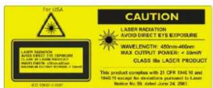 BENQ LK970 - Precauzioni sul laser - 1