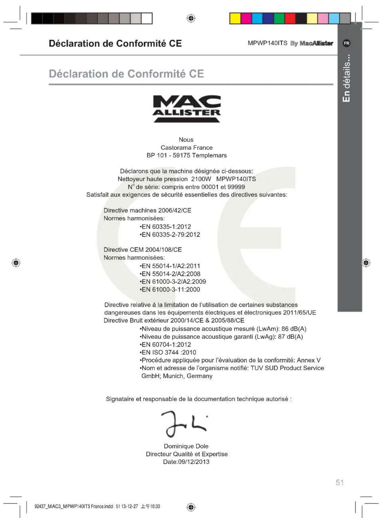 MAC ALLISTER MPWP140ITS - Garantie - 1