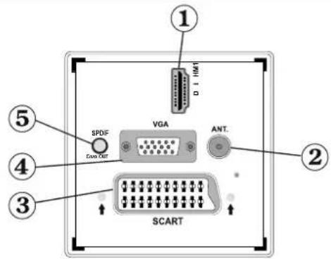 SABA LED26V11 - Affi chage des branchements latéraux arrière - 1