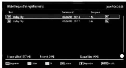 SABA LED26V11 - Bibliothèque des enregistrements - 1