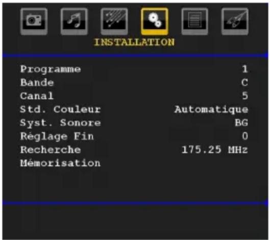 SABA SCB1910VX - Menu d'installation - 1