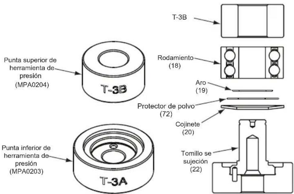 Mirka MR38CV - Montaje del tornillo de sujecion, AirSHIELD™ y el eje de contrapeso: - 1