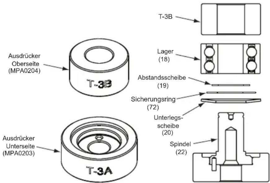 Mirka MR38CV - Montage von Spindellagern, AirSHIELD™ und Achsenstabilisator: - 1