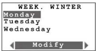 WEEK. WINTER Monday Tuesday Wednesday Modify