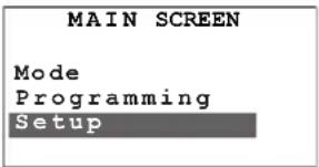 MAIN SCREEN Mode Programming Setup