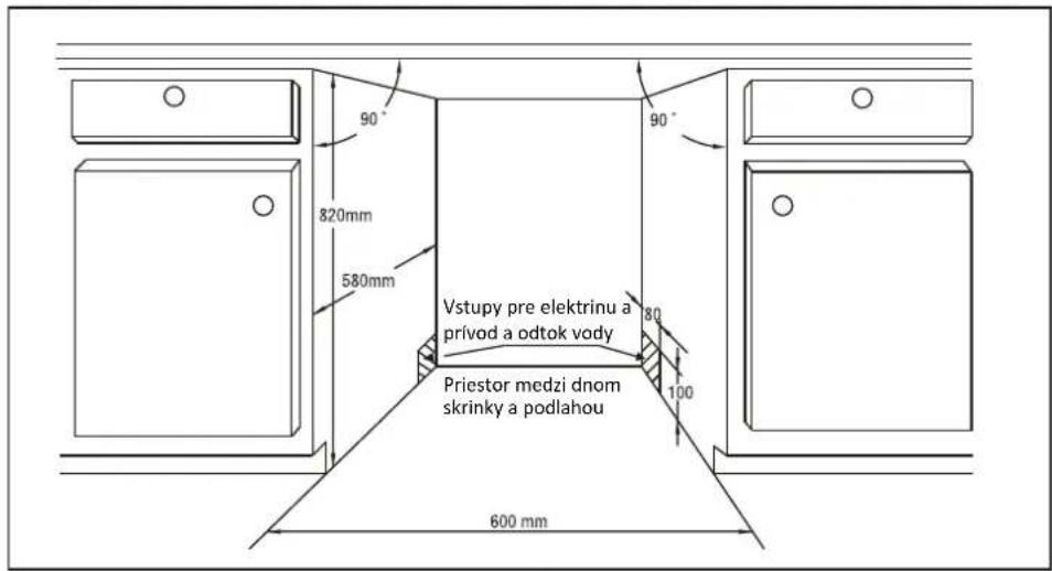 FAGOR LVF63ITB - - Nákresy Rozmerov skrinky a montážnej polohy umývačky - 1
