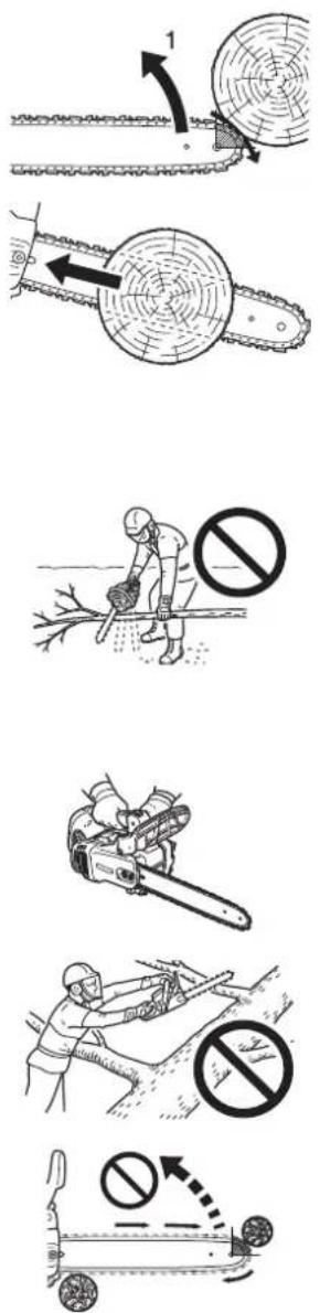 Shindaiwa 320TS - Kickback safety precautions - 1