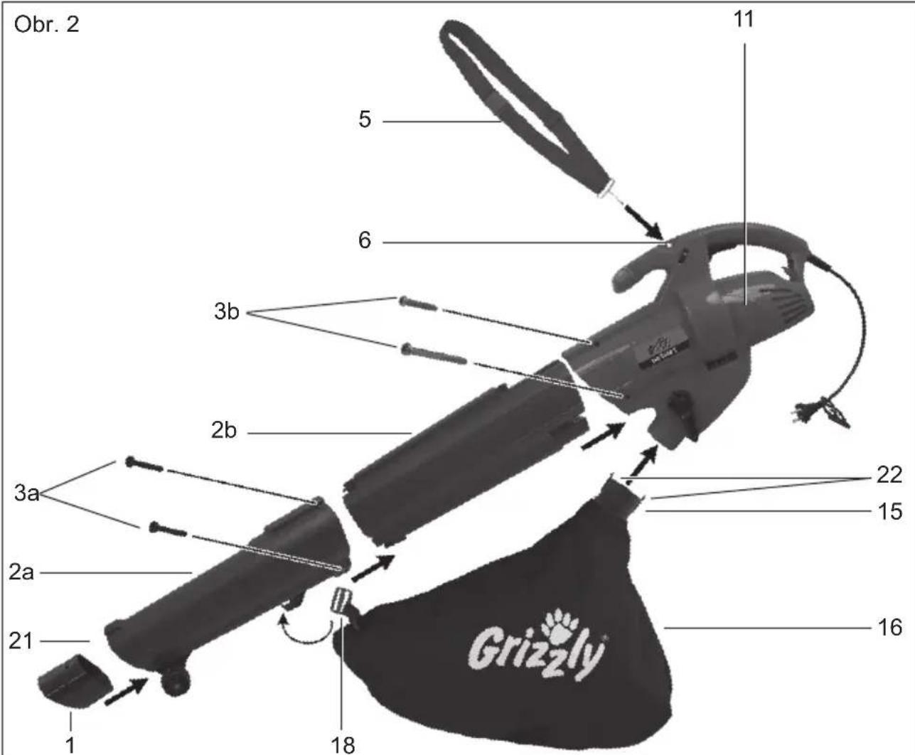 Grizzly ELS 2402 E - Montáž fukacej / nasávacej trabice - 1