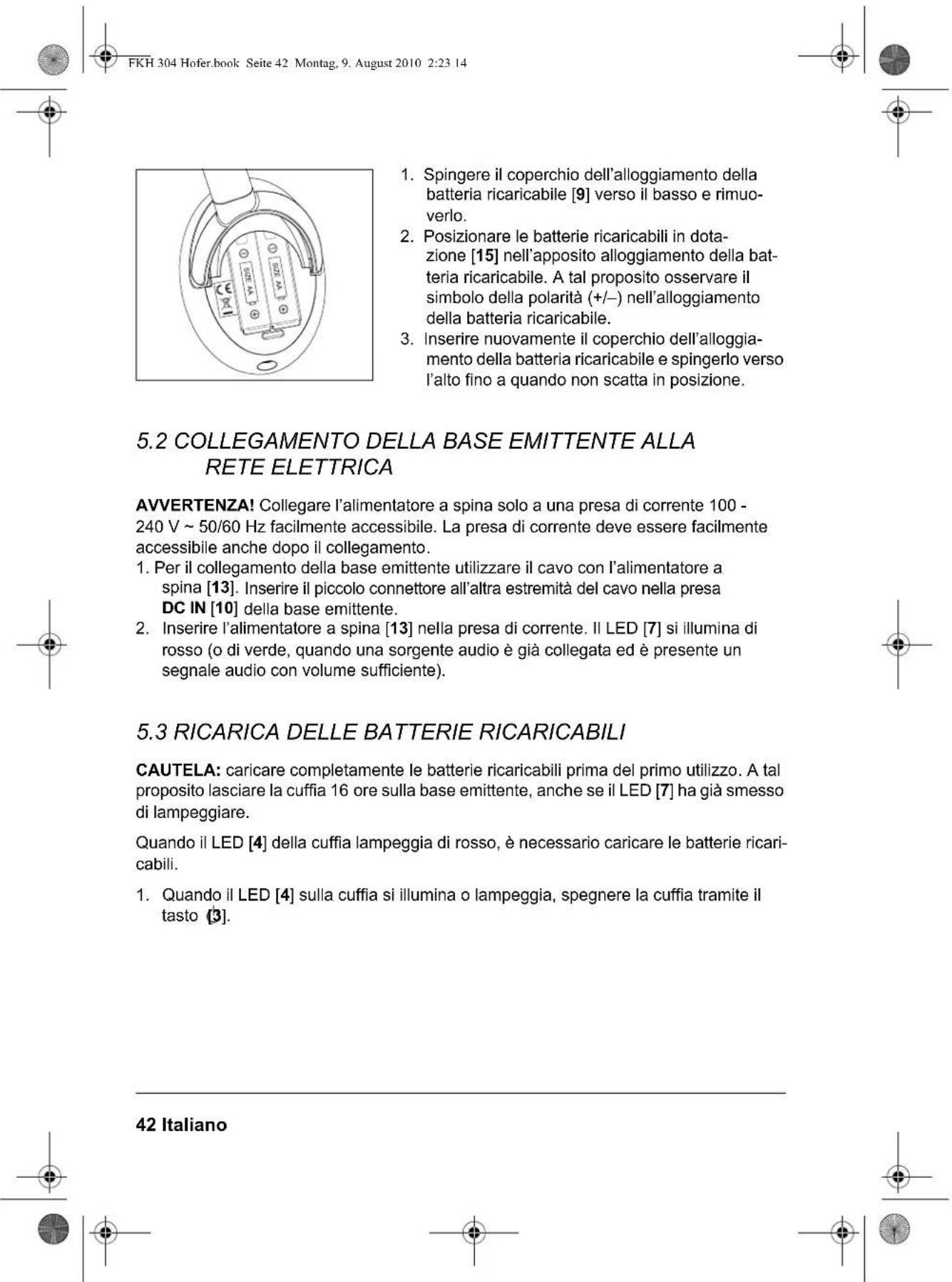Tevion FKH 304 - INSERIMENTO DELLE BATTERIE RICARICABILI - 6