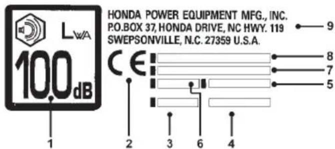 Honda HRB536C - PLAQUE D'IDENTIFICATION DU PRODUIT - 1